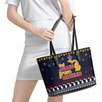 That Woman From Michigan Christmas Leather Tote Bag Xmas Holiday Patterns - Wonder Print Shop