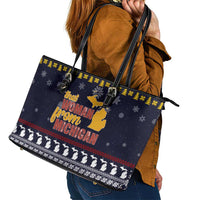 That Woman From Michigan Christmas Leather Tote Bag Xmas Holiday Patterns - Wonder Print Shop