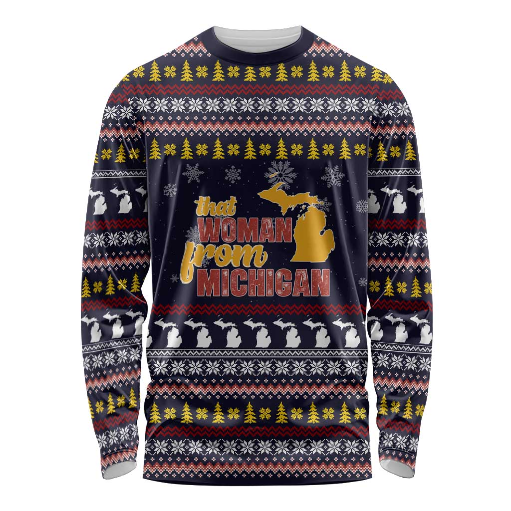 That Woman From Michigan Christmas Long Sleeve Shirt Xmas Holiday Patterns - Wonder Print Shop