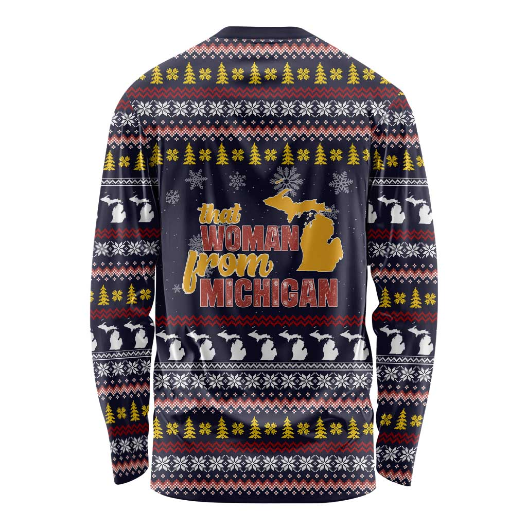 That Woman From Michigan Christmas Long Sleeve Shirt Xmas Holiday Patterns - Wonder Print Shop