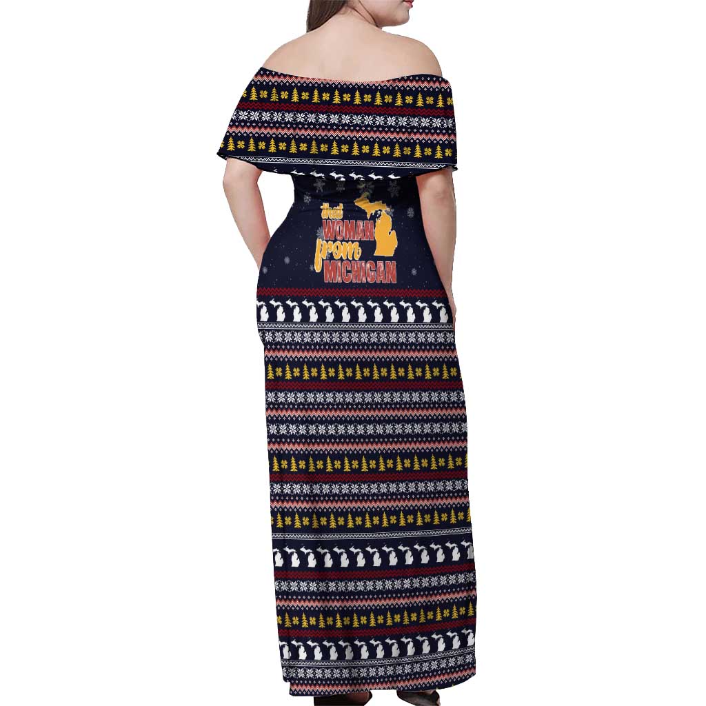 That Woman From Michigan Christmas Off Shoulder Maxi Dress Xmas Holiday Patterns - Wonder Print Shop