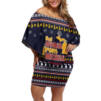 That Woman From Michigan Christmas Off Shoulder Short Dress Xmas Holiday Patterns - Wonder Print Shop