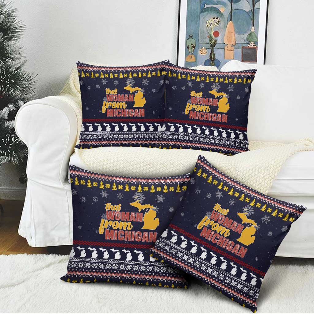 That Woman From Michigan Christmas Pillow Cover Xmas Holiday Patterns - Wonder Print Shop