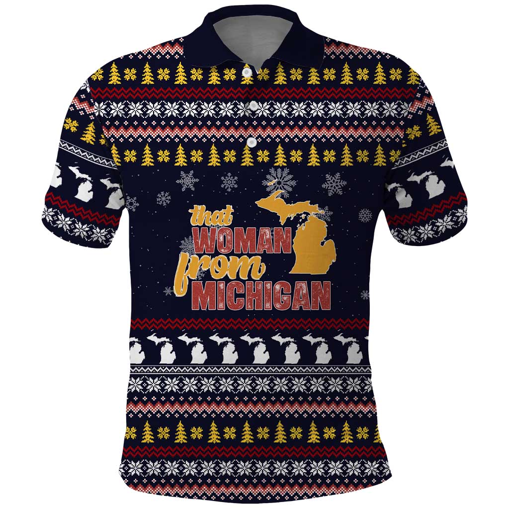 That Woman From Michigan Christmas Polo Shirt Xmas Holiday Patterns - Wonder Print Shop