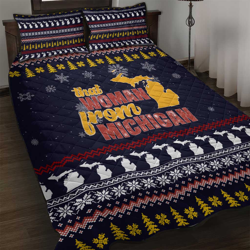 That Woman From Michigan Christmas Quilt Bed Set Xmas Holiday Patterns - Wonder Print Shop
