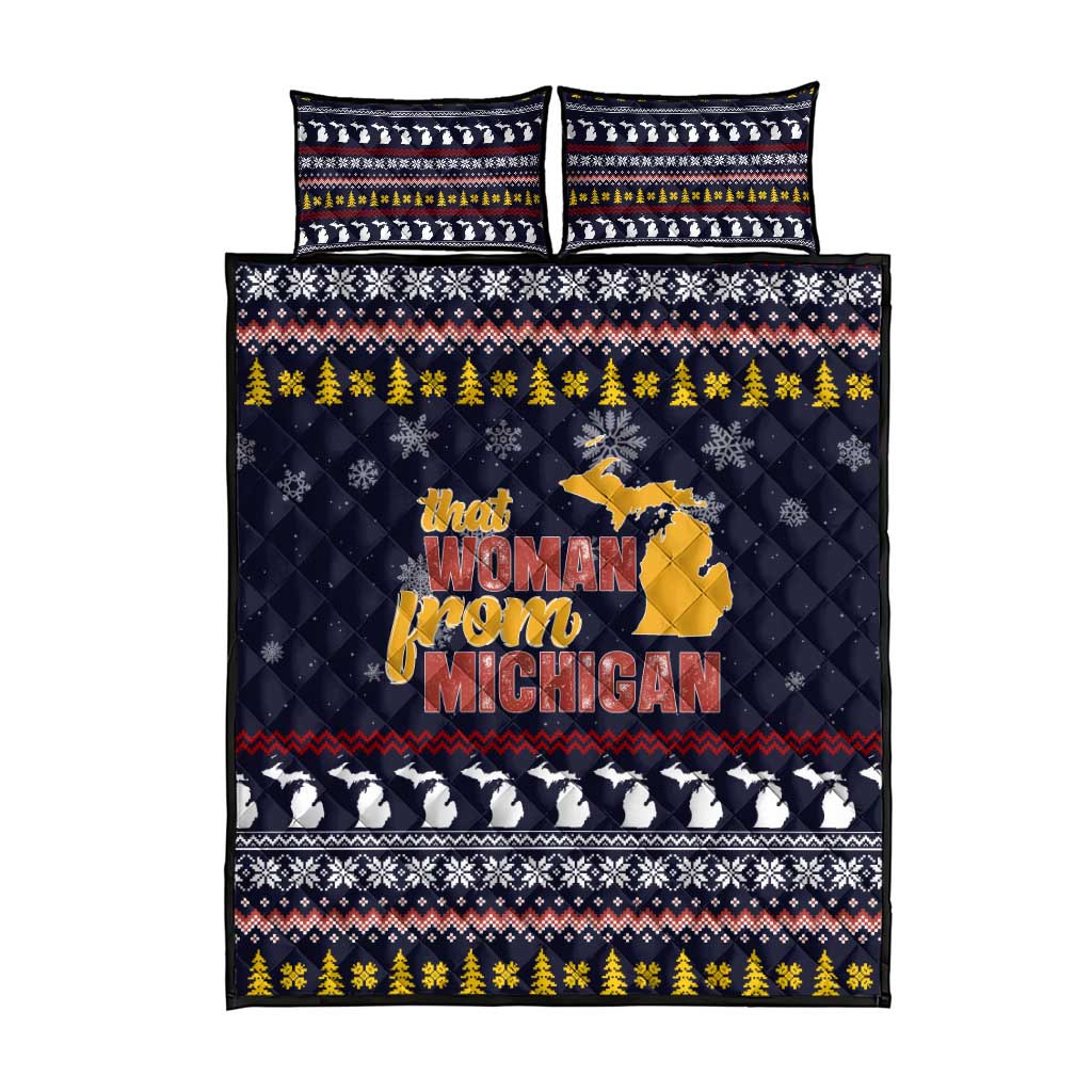 That Woman From Michigan Christmas Quilt Bed Set Xmas Holiday Patterns - Wonder Print Shop