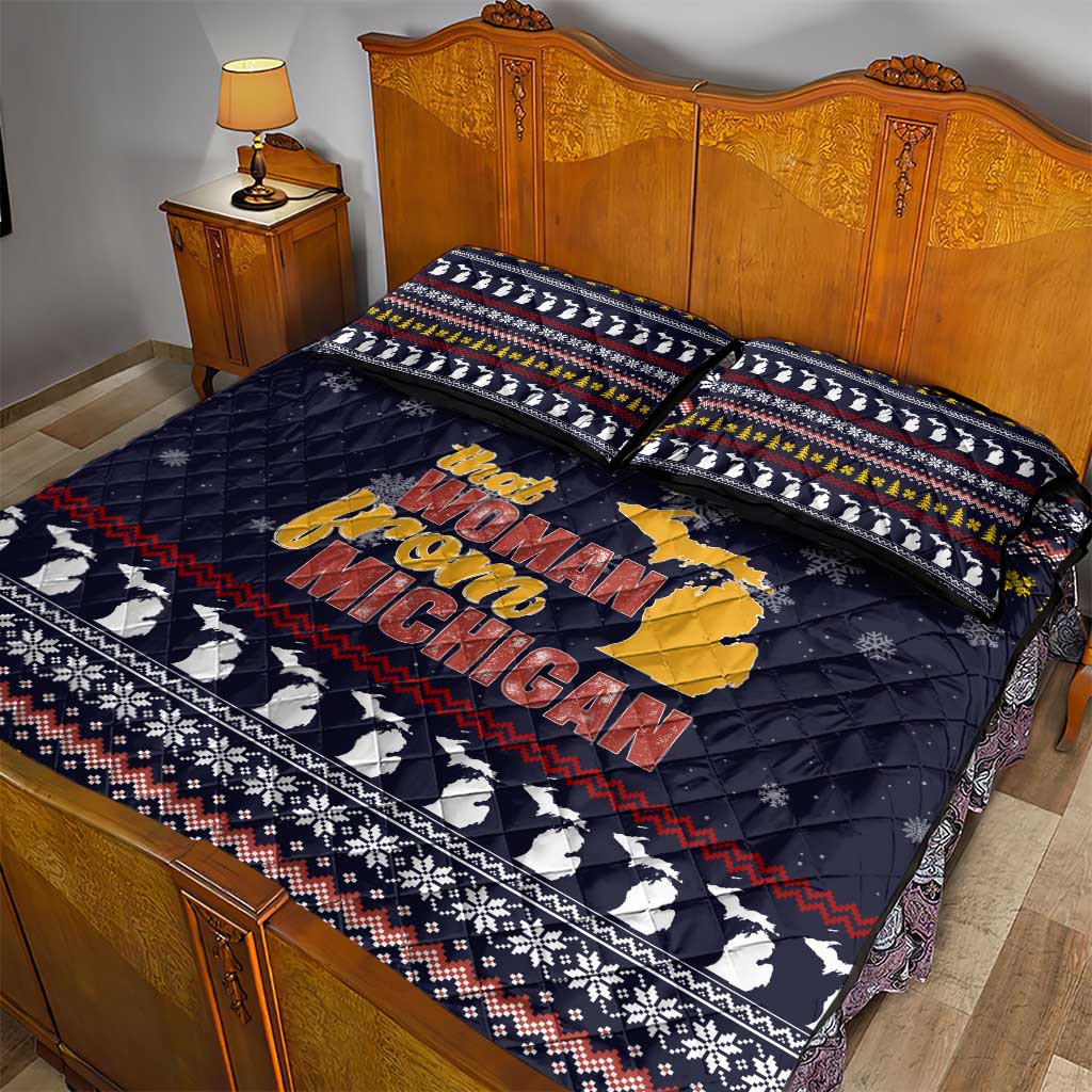 That Woman From Michigan Christmas Quilt Bed Set Xmas Holiday Patterns - Wonder Print Shop