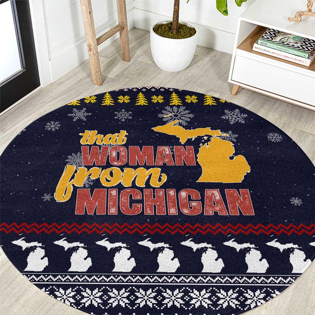 That Woman From Michigan Christmas Round Carpet Xmas Holiday Patterns - Wonder Print Shop