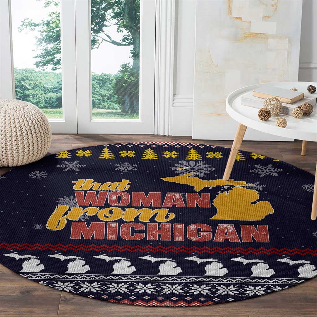 That Woman From Michigan Christmas Round Carpet Xmas Holiday Patterns - Wonder Print Shop
