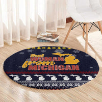 That Woman From Michigan Christmas Round Carpet Xmas Holiday Patterns - Wonder Print Shop