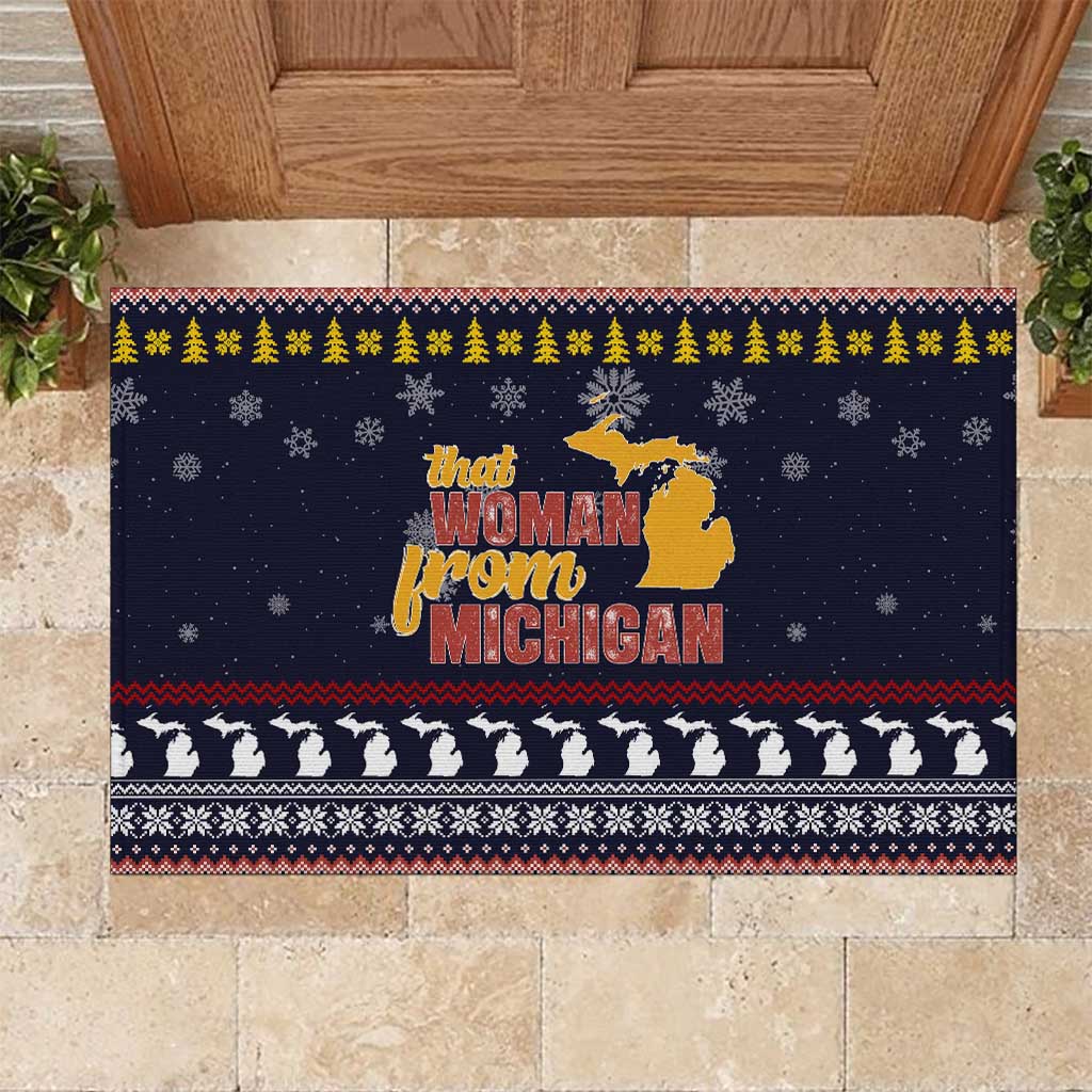 That Woman From Michigan Christmas Rubber Doormat Xmas Holiday Patterns - Wonder Print Shop