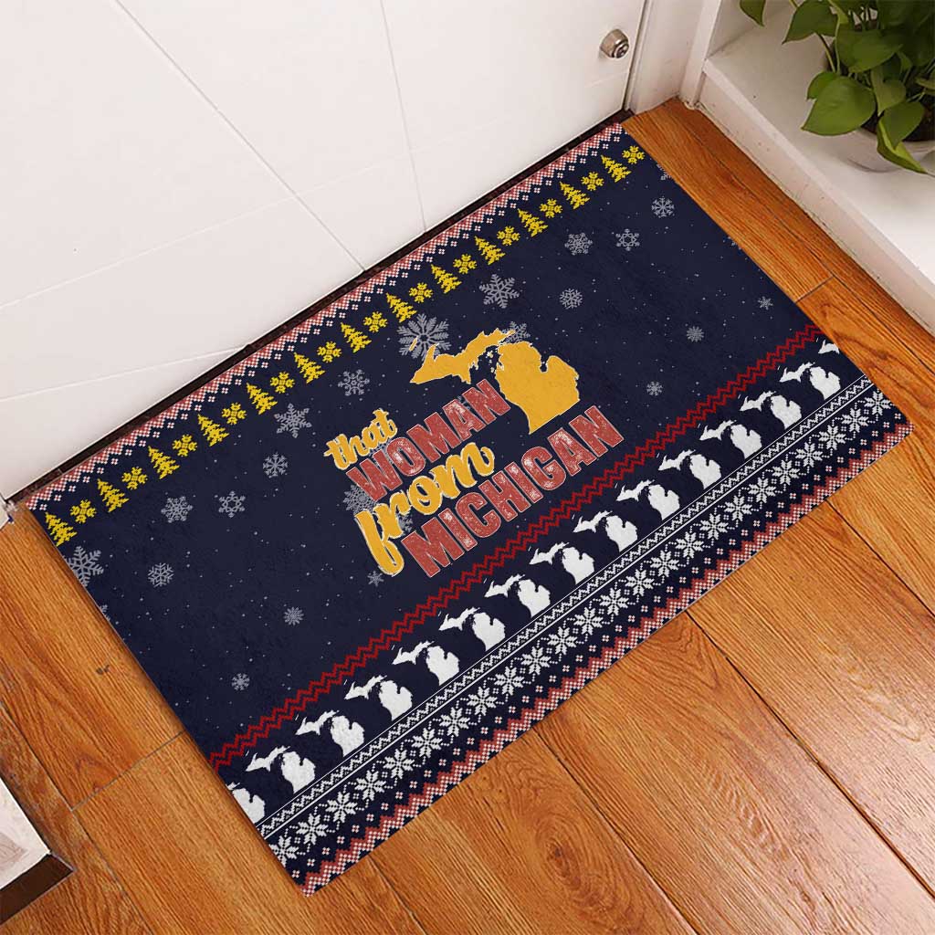 That Woman From Michigan Christmas Rubber Doormat Xmas Holiday Patterns - Wonder Print Shop