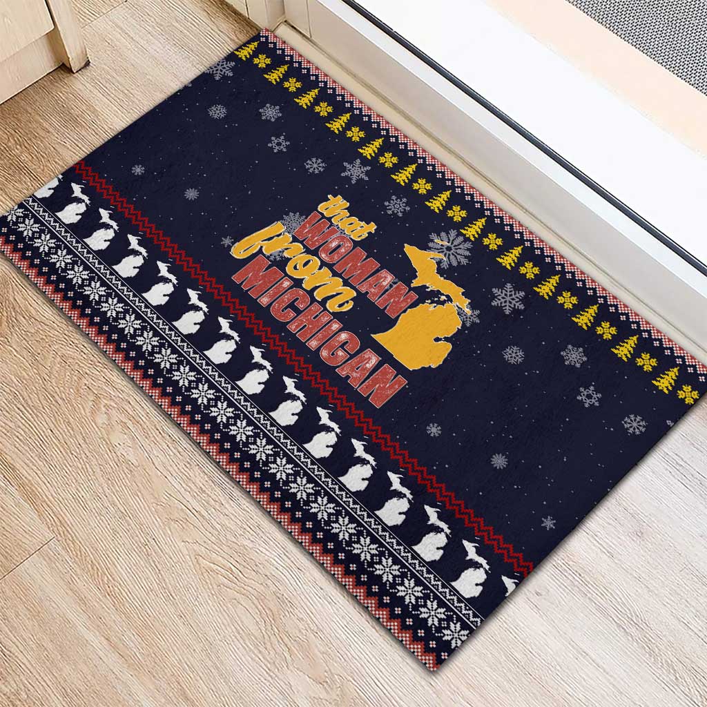 That Woman From Michigan Christmas Rubber Doormat Xmas Holiday Patterns - Wonder Print Shop
