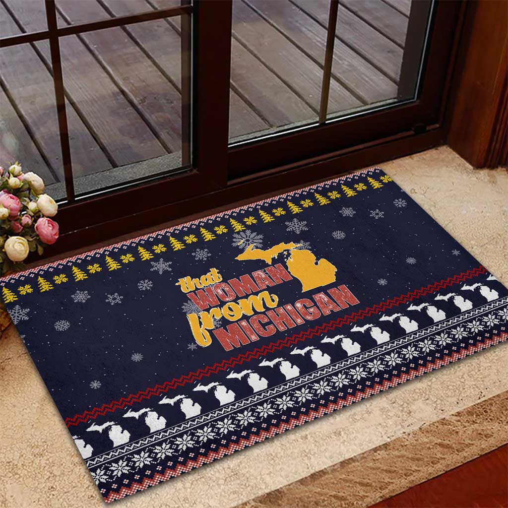 That Woman From Michigan Christmas Rubber Doormat Xmas Holiday Patterns - Wonder Print Shop