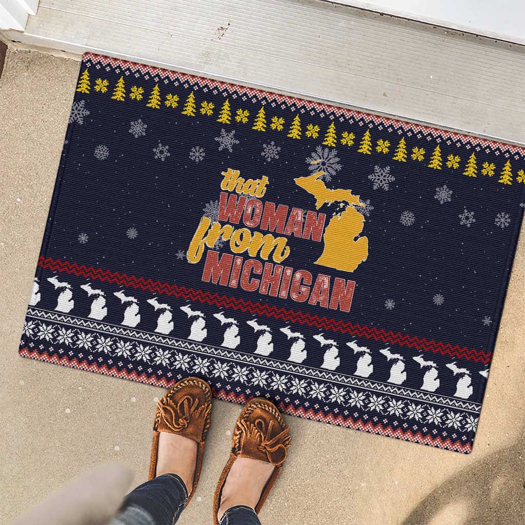 That Woman From Michigan Christmas Rubber Doormat Xmas Holiday Patterns - Wonder Print Shop