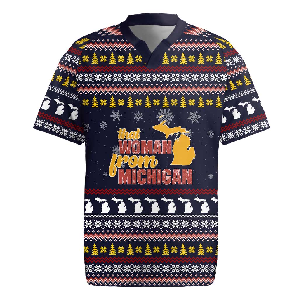 That Woman From Michigan Christmas Rugby Jersey Xmas Holiday Patterns - Wonder Print Shop