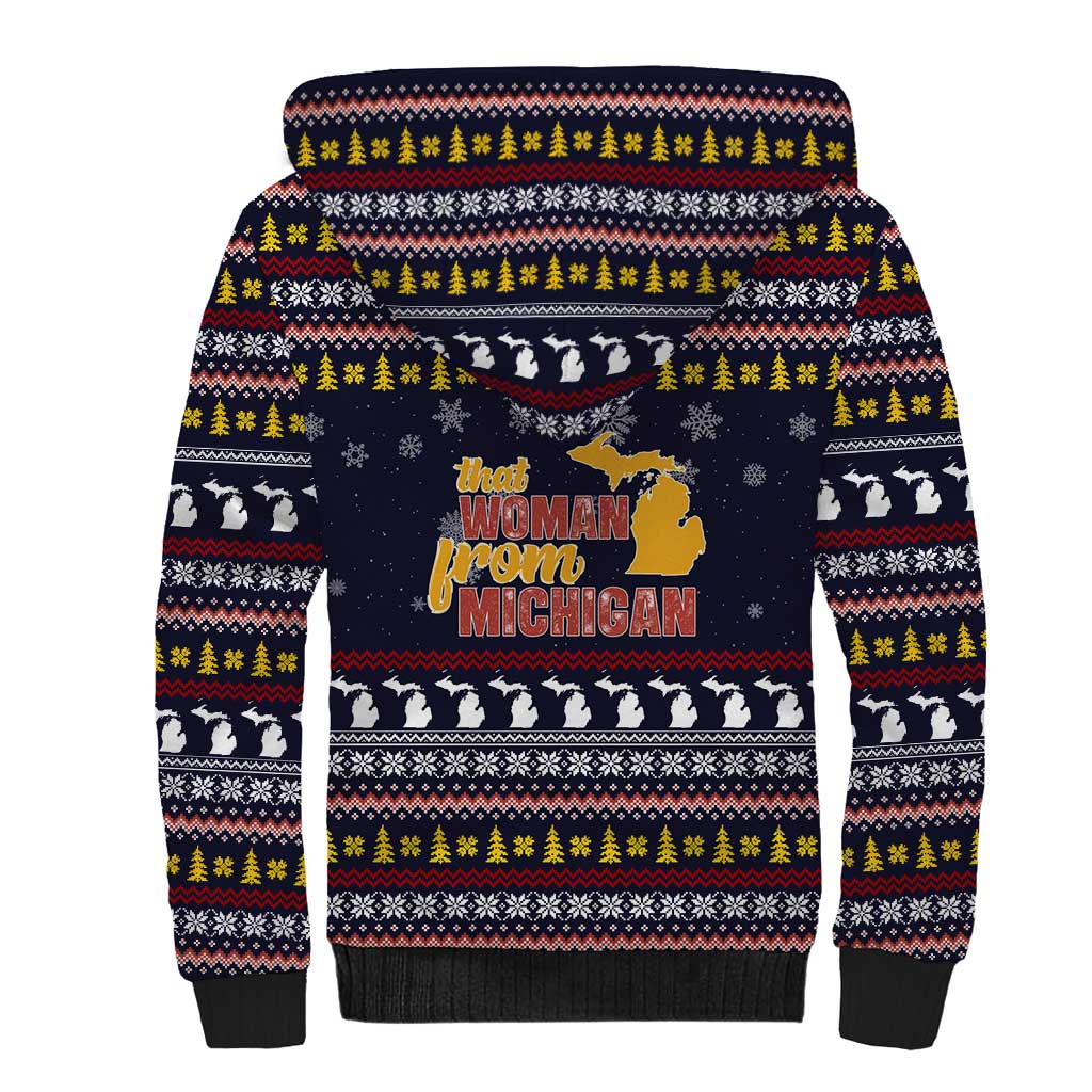 That Woman From Michigan Christmas Sherpa Hoodie Xmas Holiday Patterns - Wonder Print Shop