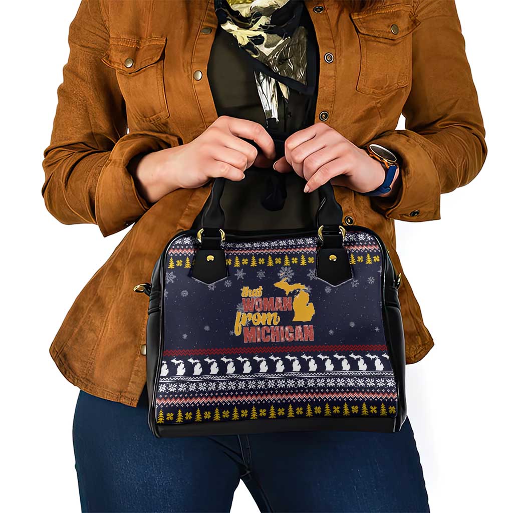 That Woman From Michigan Christmas Shoulder Handbag Xmas Holiday Patterns - Wonder Print Shop