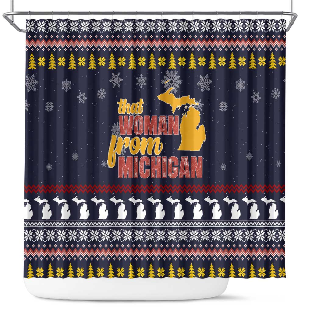 That Woman From Michigan Christmas Shower Curtain Xmas Holiday Patterns - Wonder Print Shop