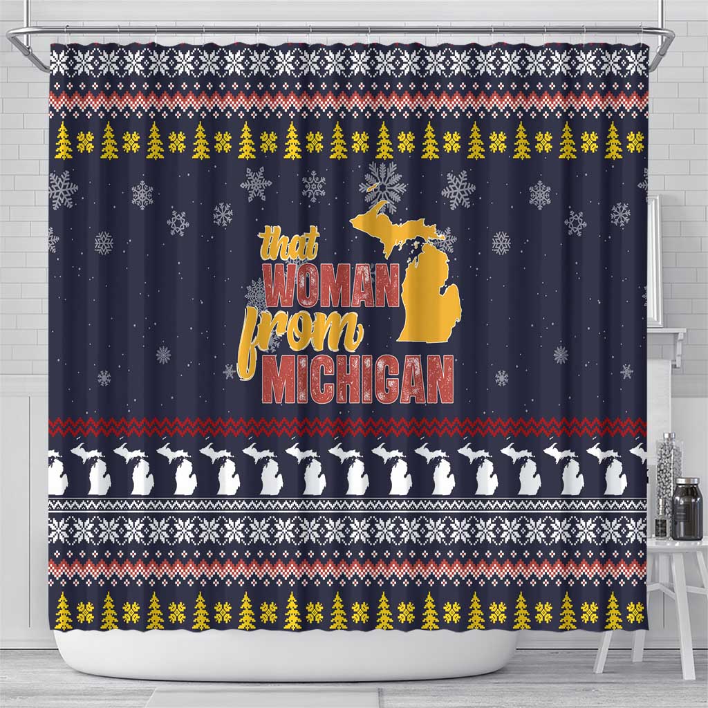 That Woman From Michigan Christmas Shower Curtain Xmas Holiday Patterns - Wonder Print Shop