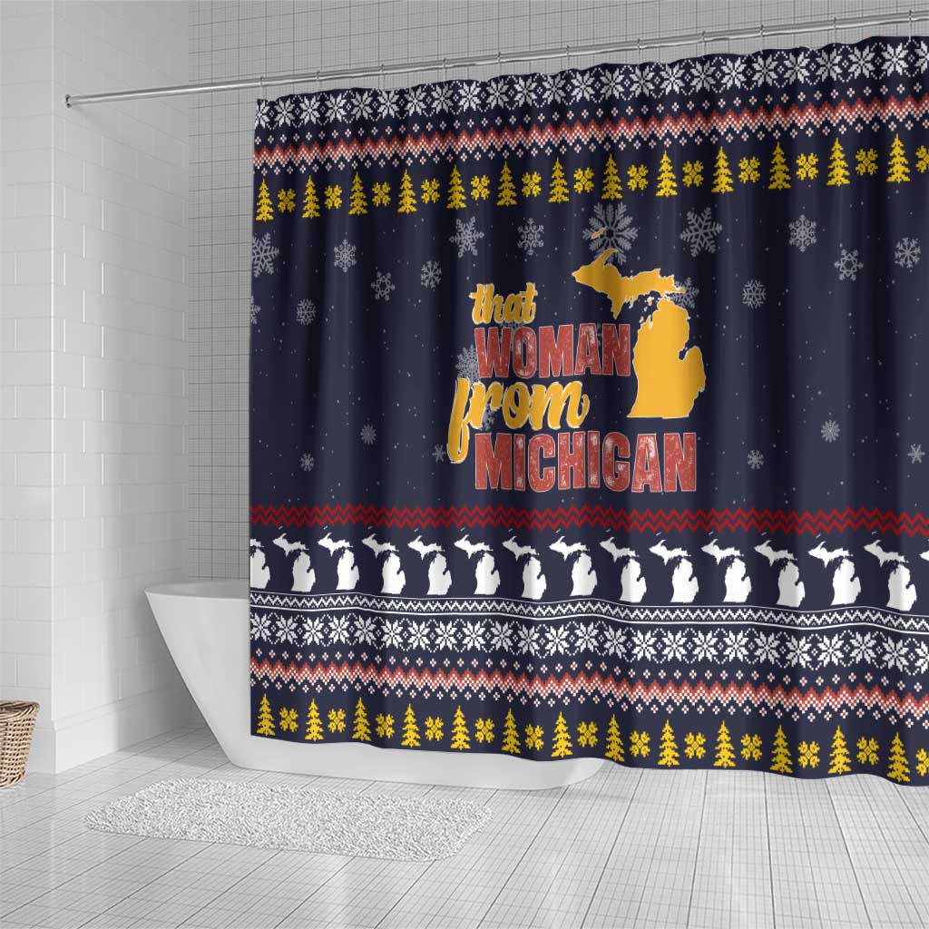 That Woman From Michigan Christmas Shower Curtain Xmas Holiday Patterns - Wonder Print Shop