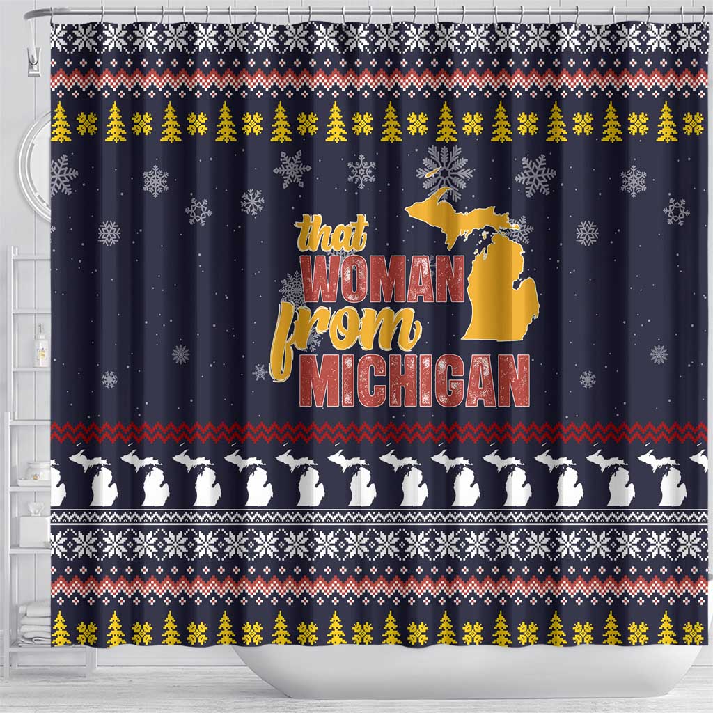That Woman From Michigan Christmas Shower Curtain Xmas Holiday Patterns - Wonder Print Shop