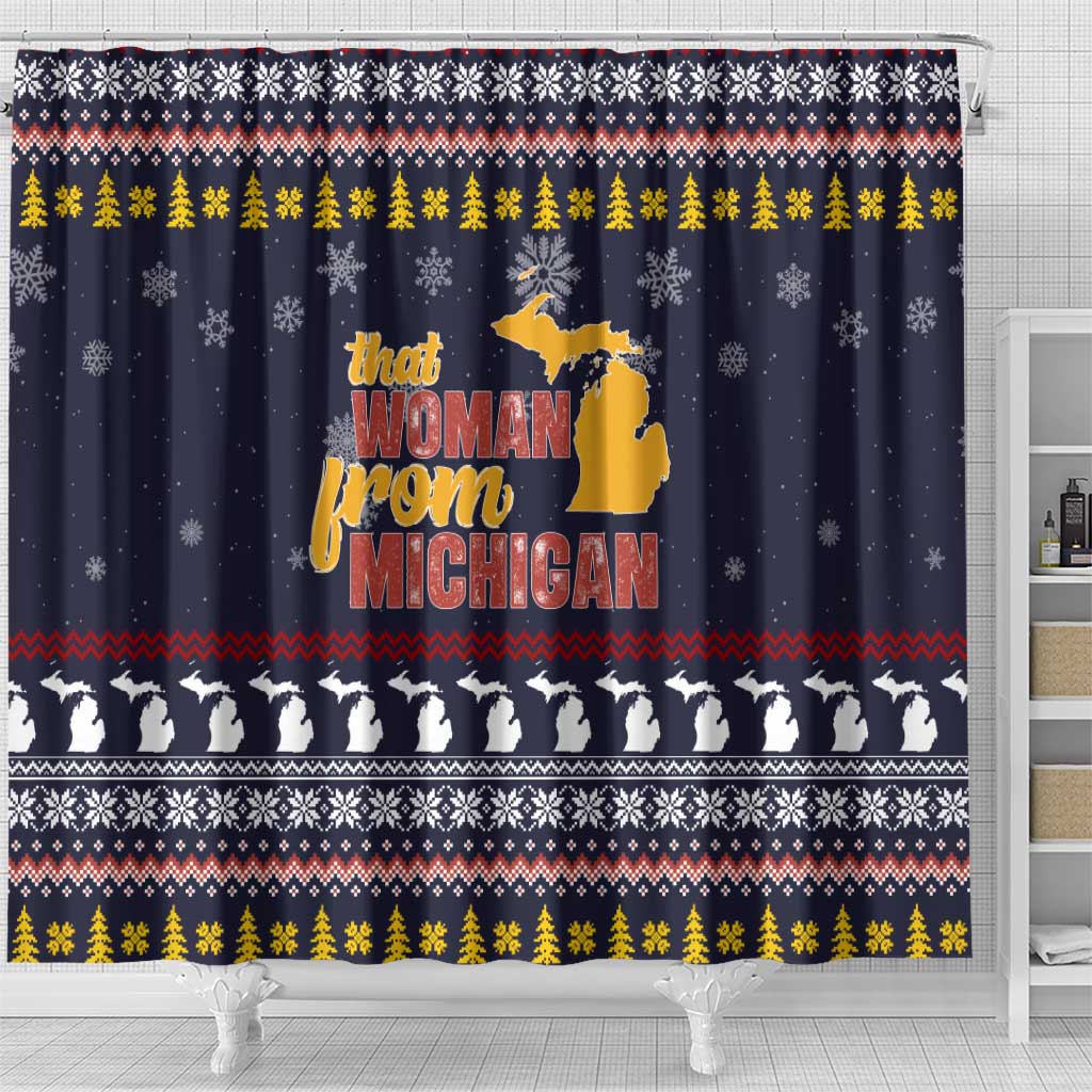 That Woman From Michigan Christmas Shower Curtain Xmas Holiday Patterns - Wonder Print Shop