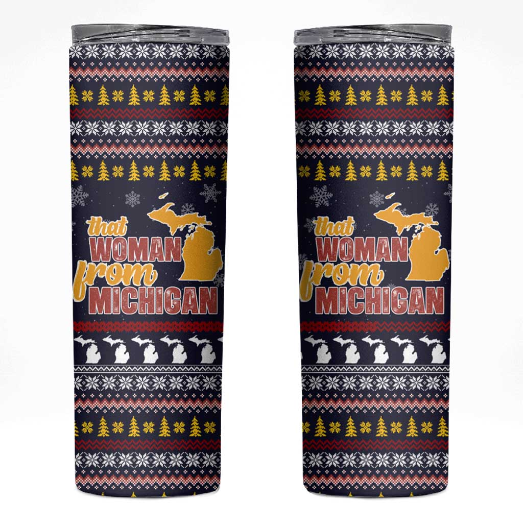That Woman From Michigan Christmas Skinny Tumbler Xmas Holiday Patterns - Wonder Print Shop
