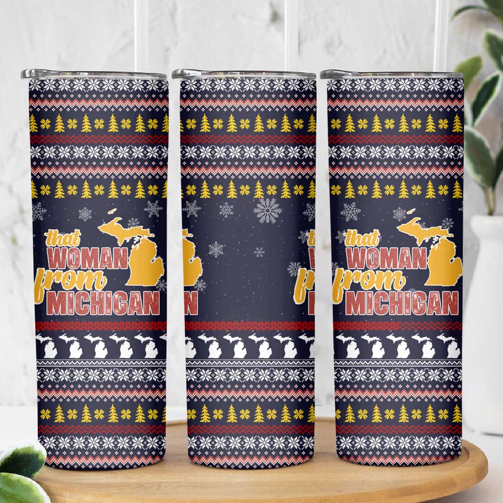 That Woman From Michigan Christmas Skinny Tumbler Xmas Holiday Patterns - Wonder Print Shop