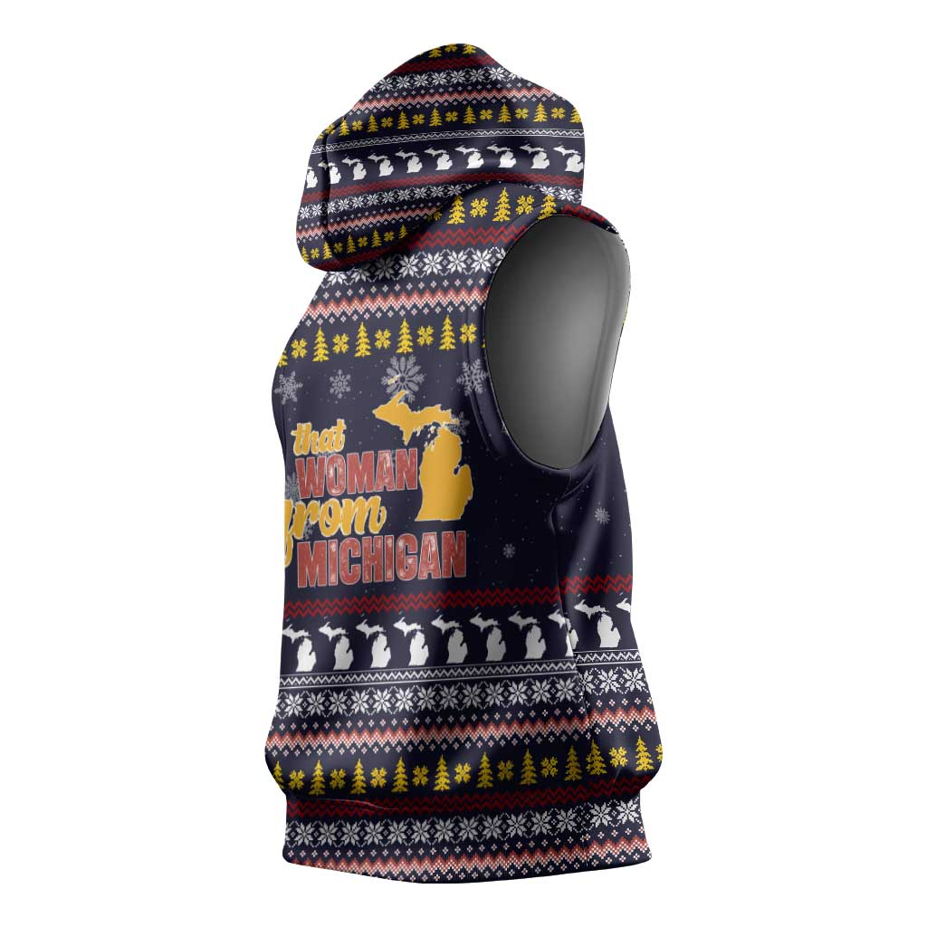 That Woman From Michigan Christmas Sleeveless Hoodie Xmas Holiday Patterns - Wonder Print Shop