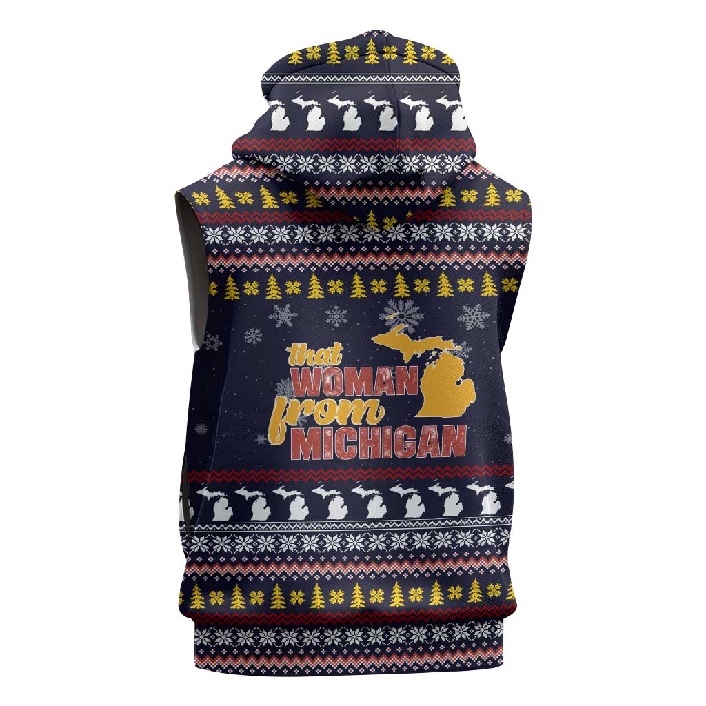 That Woman From Michigan Christmas Sleeveless Zip Hoodie Xmas Holiday Patterns - Wonder Print Shop