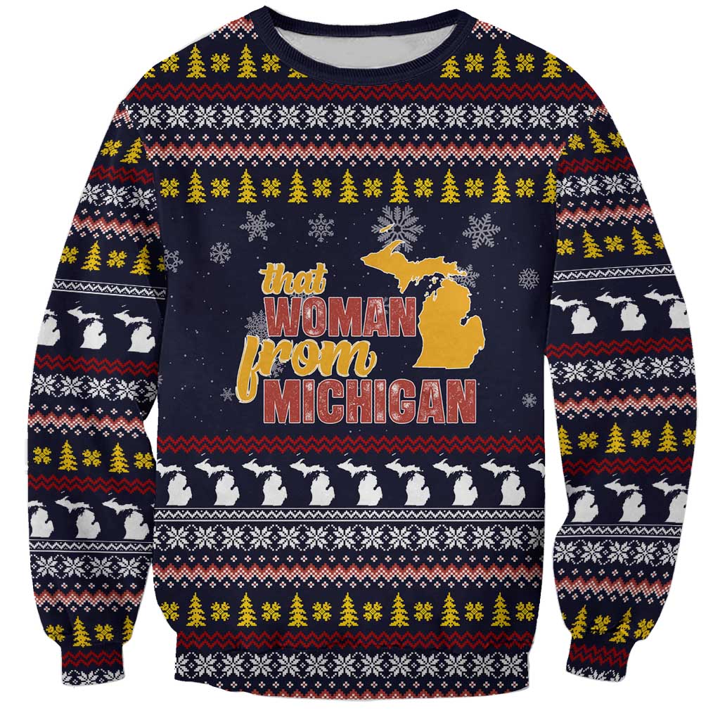 That Woman From Michigan Christmas Sweatshirt Xmas Holiday Patterns - Wonder Print Shop
