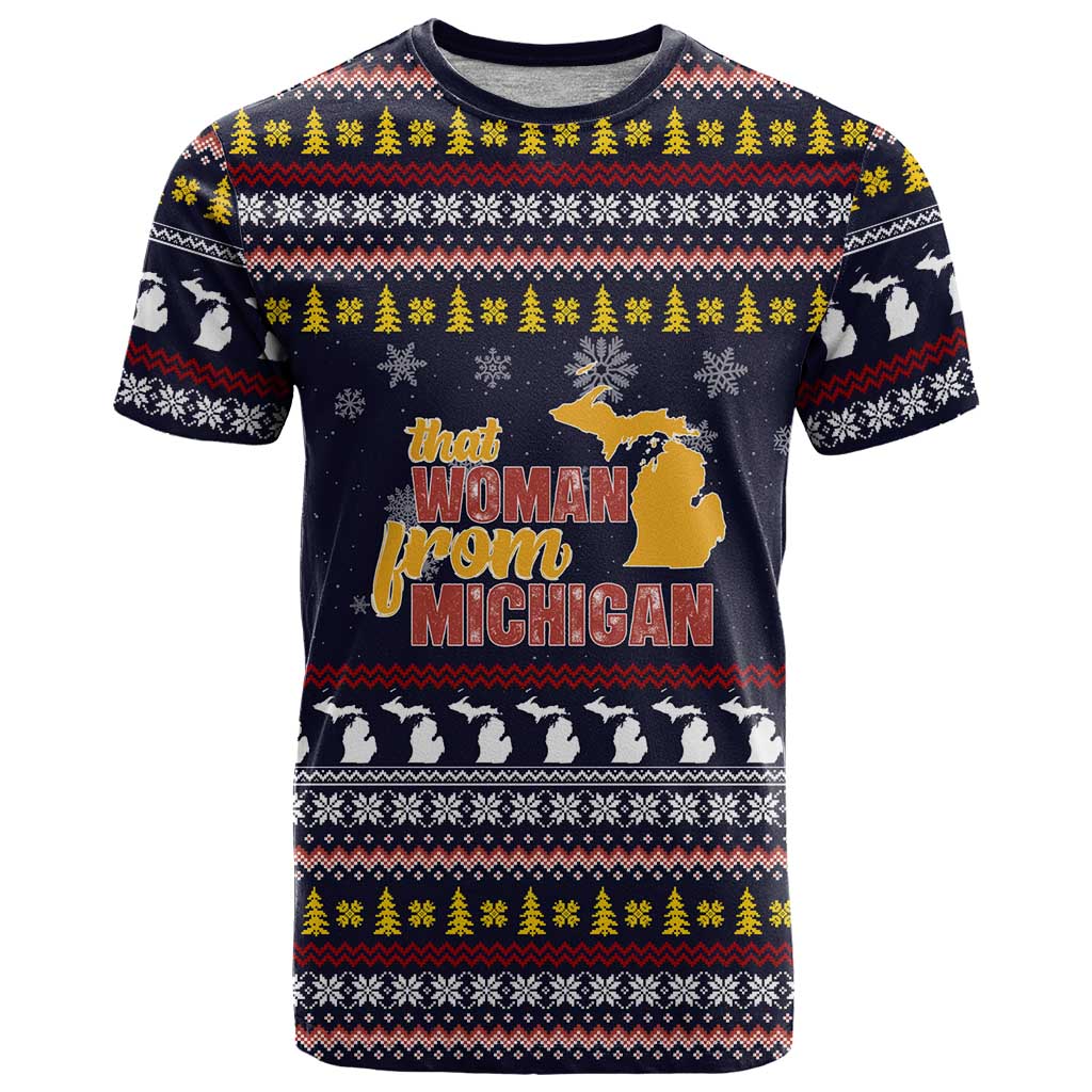 That Woman From Michigan Christmas T Shirt Xmas Holiday Patterns - Wonder Print Shop