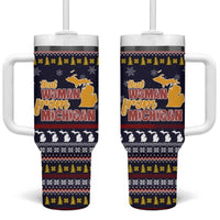 That Woman From Michigan Christmas Tumbler With Handle Xmas Holiday Patterns - Wonder Print Shop