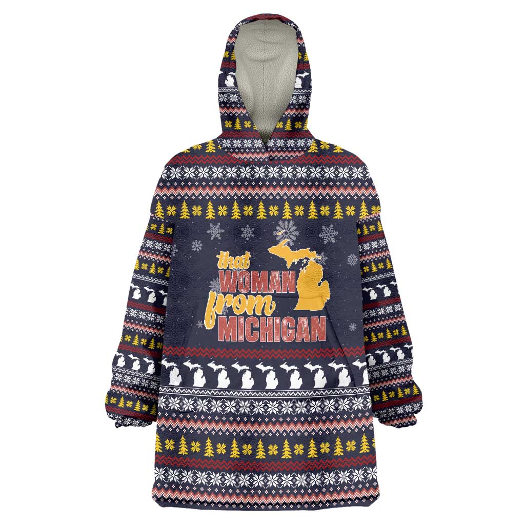 That Woman From Michigan Christmas Wearable Blanket Hoodie Xmas Holiday Patterns - Wonder Print Shop