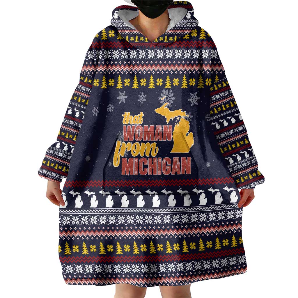 That Woman From Michigan Christmas Wearable Blanket Hoodie Xmas Holiday Patterns - Wonder Print Shop