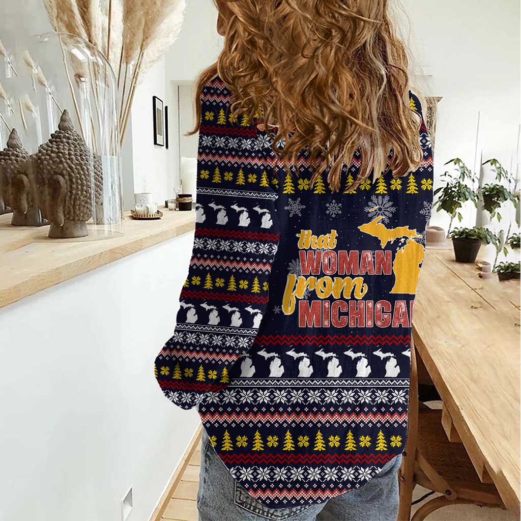 That Woman From Michigan Christmas Women Casual Shirt Xmas Holiday Patterns - Wonder Print Shop