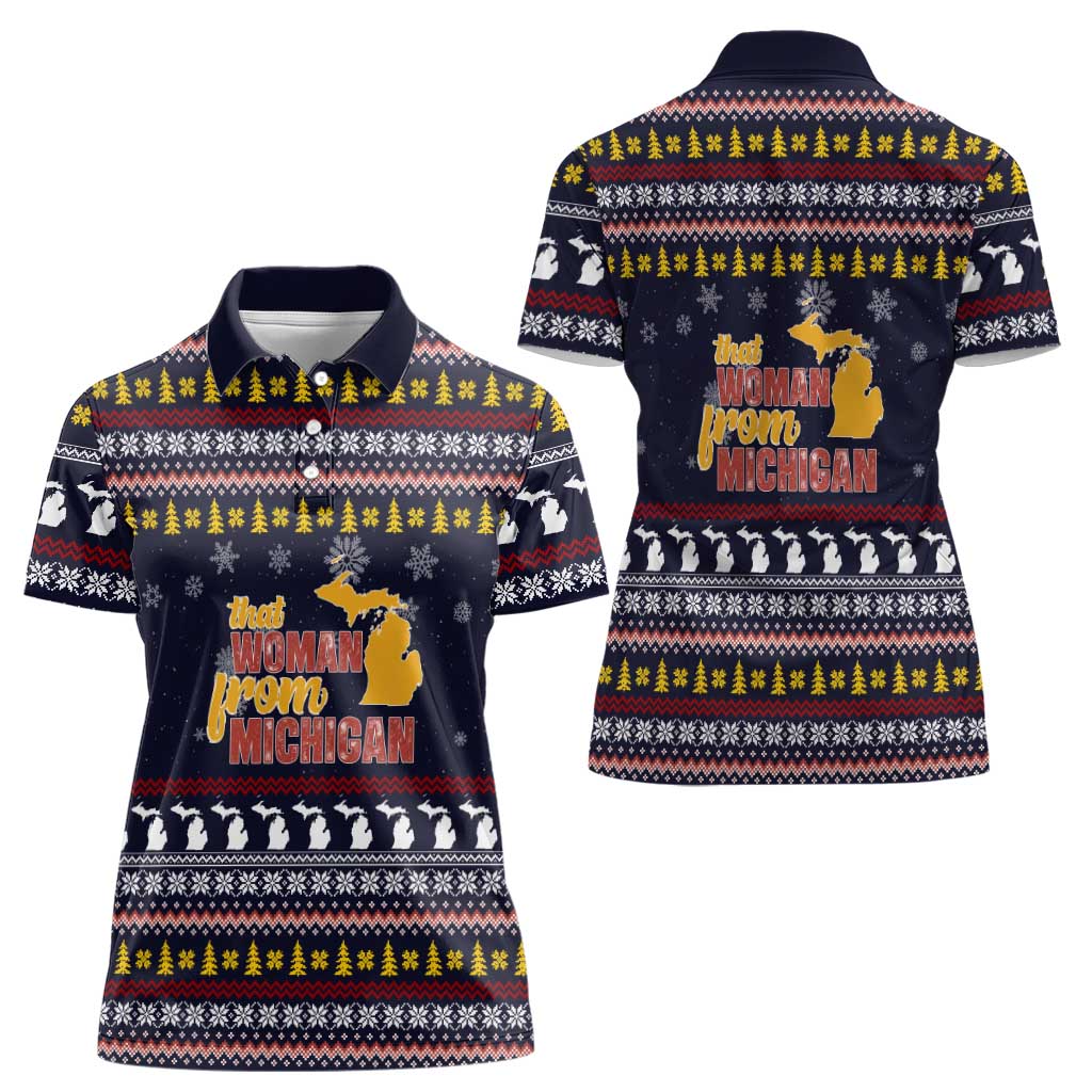 That Woman From Michigan Christmas Women Polo Shirt Xmas Holiday Patterns - Wonder Print Shop