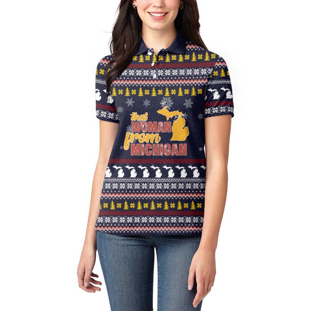 That Woman From Michigan Christmas Women Polo Shirt Xmas Holiday Patterns - Wonder Print Shop