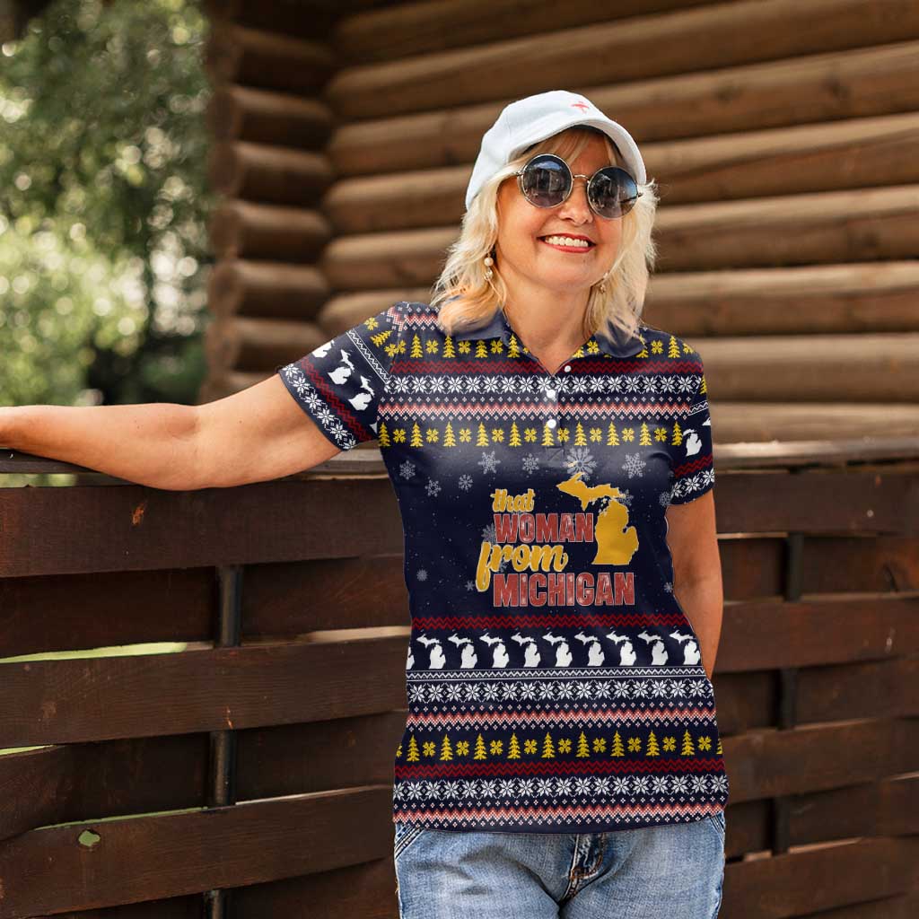 That Woman From Michigan Christmas Women Polo Shirt Xmas Holiday Patterns - Wonder Print Shop