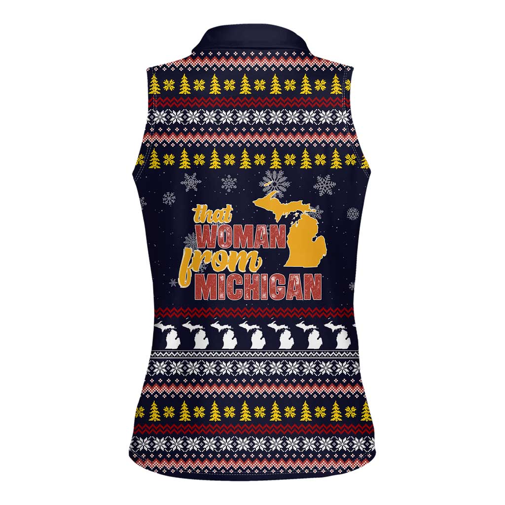 That Woman From Michigan Christmas Women Sleeveless Polo Shirt Xmas Holiday Patterns - Wonder Print Shop