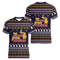 That Woman From Michigan Christmas Women V-Neck T-Shirt Xmas Holiday Patterns - Wonder Print Shop