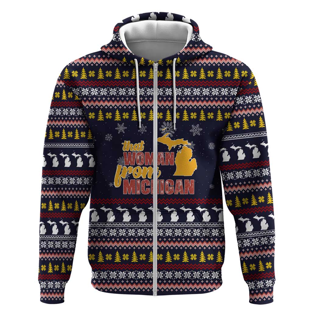 That Woman From Michigan Christmas Zip Hoodie Xmas Holiday Patterns - Wonder Print Shop
