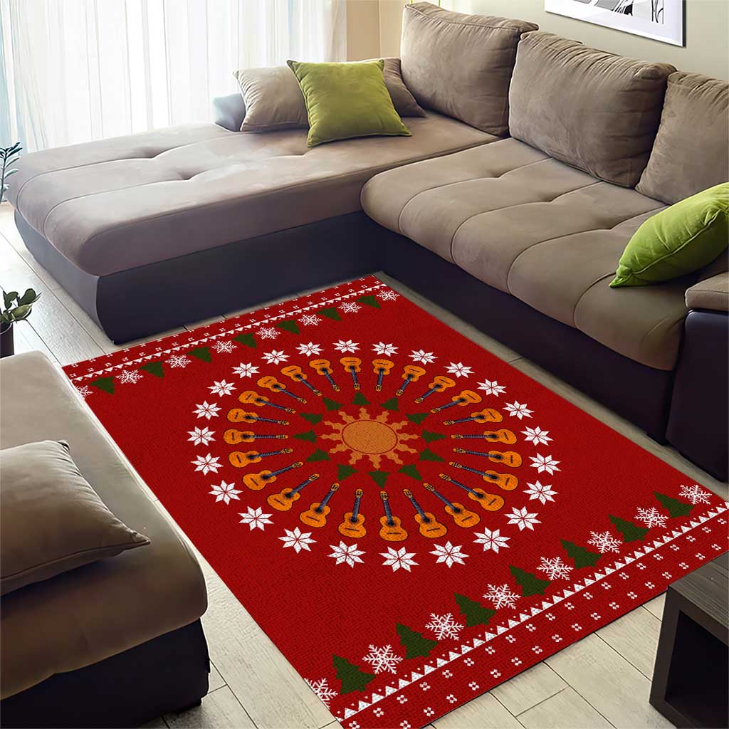 Guitar Lover Christmas Area Rug Xmas Holiday Patterns - Wonder Print Shop