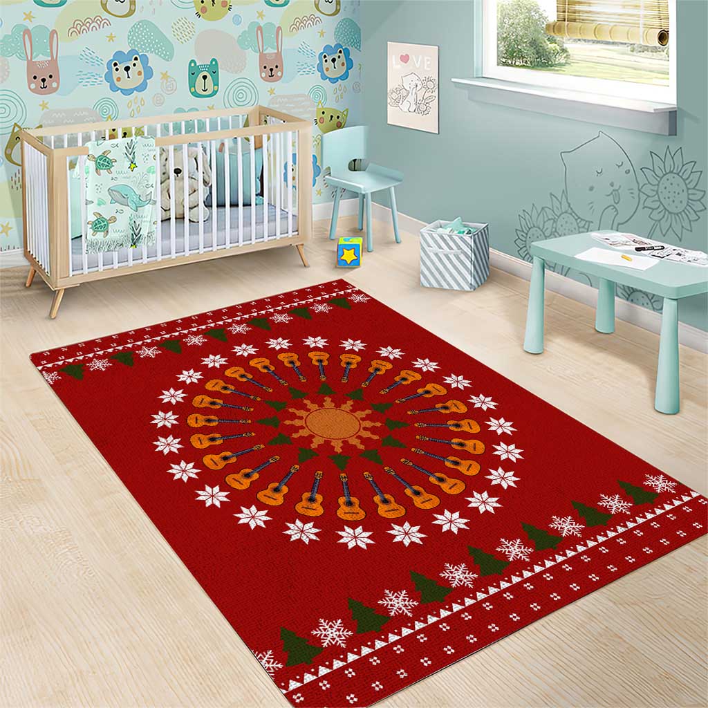 Guitar Lover Christmas Area Rug Xmas Holiday Patterns - Wonder Print Shop