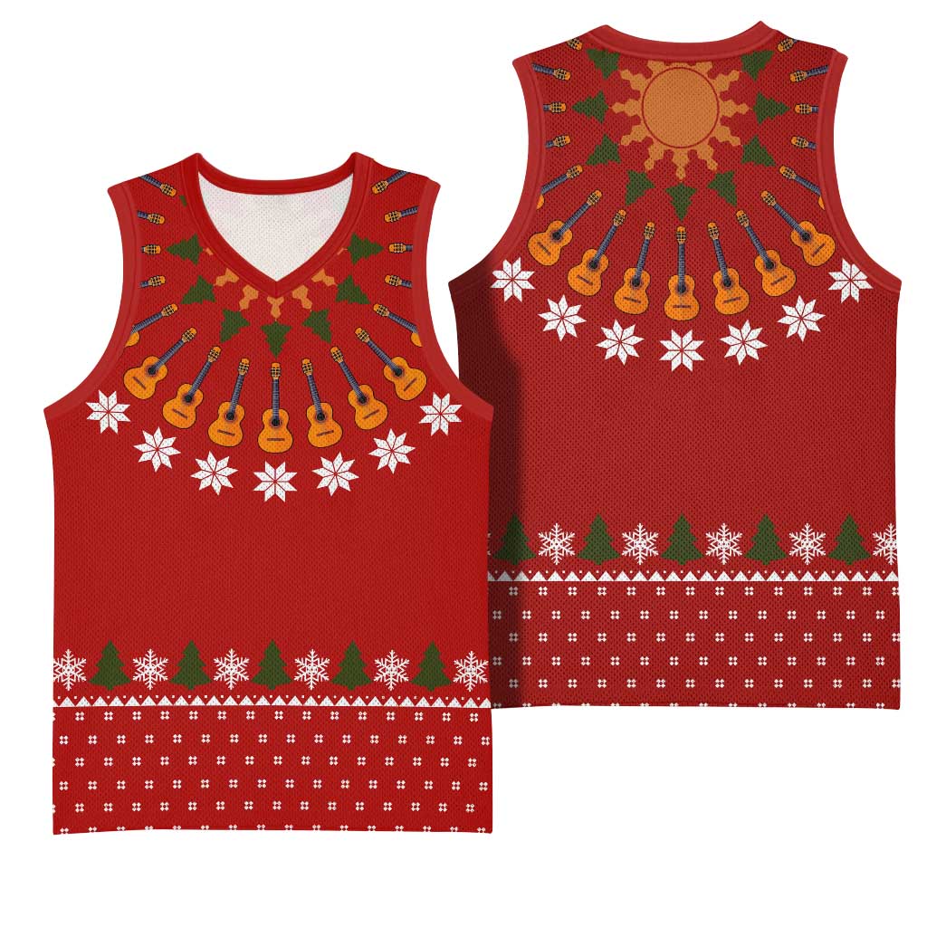 Guitar Lover Christmas Basketball Jersey Xmas Holiday Patterns - Wonder Print Shop