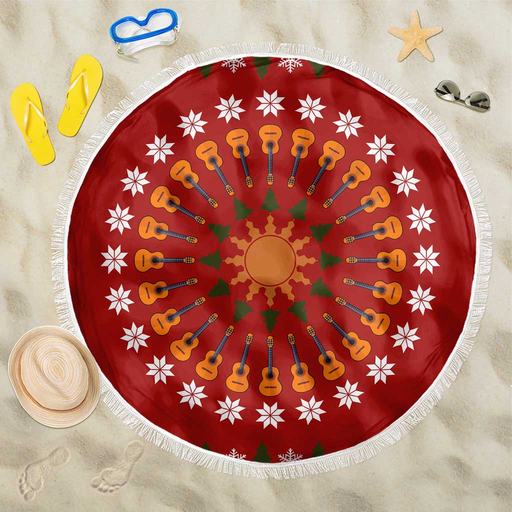 Guitar Lover Christmas Beach Blanket Xmas Holiday Patterns - Wonder Print Shop