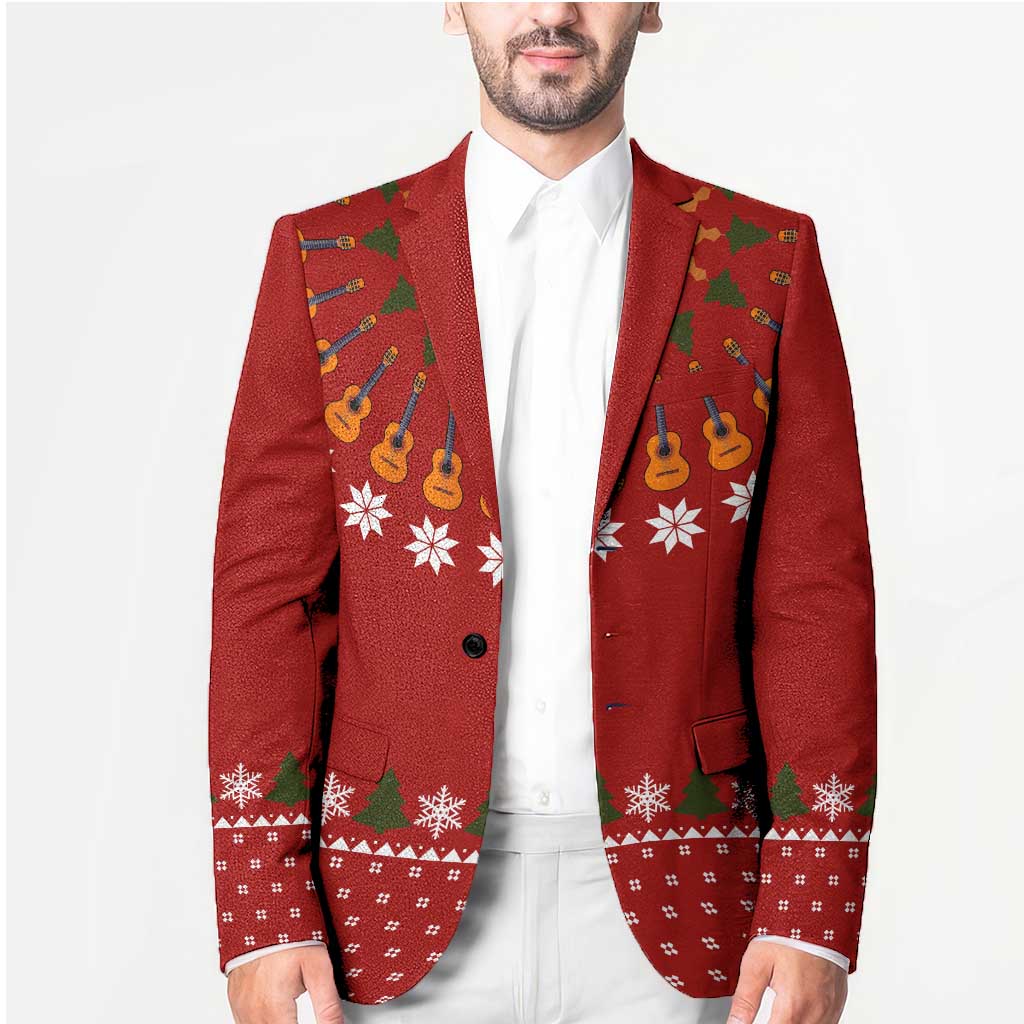 Guitar Lover Christmas Blazer Xmas Holiday Patterns - Wonder Print Shop