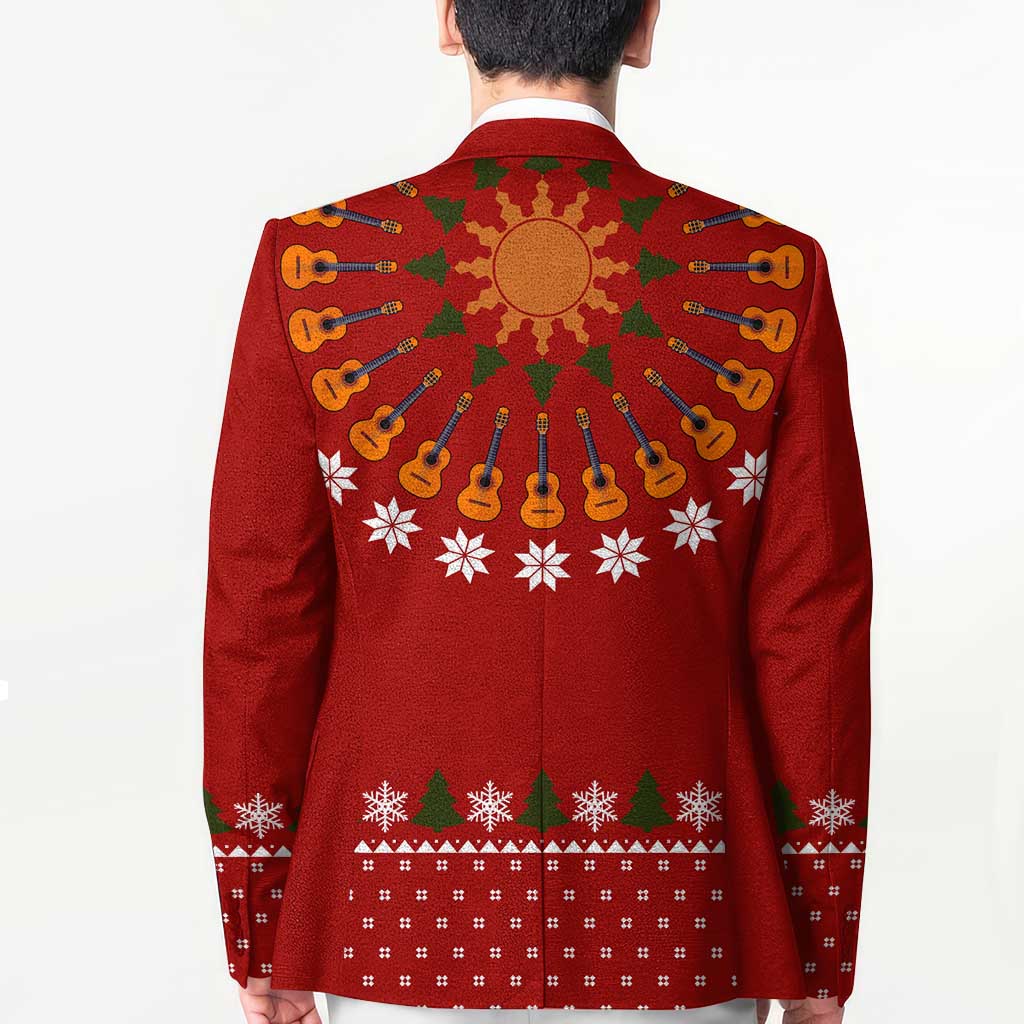 Guitar Lover Christmas Blazer Xmas Holiday Patterns - Wonder Print Shop