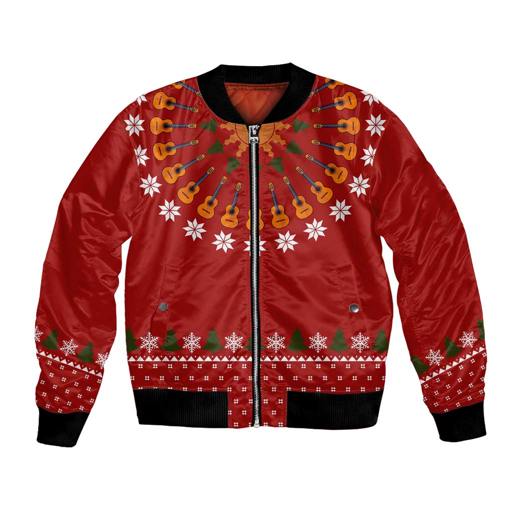 Guitar Lover Christmas Bomber Jacket Xmas Holiday Patterns - Wonder Print Shop